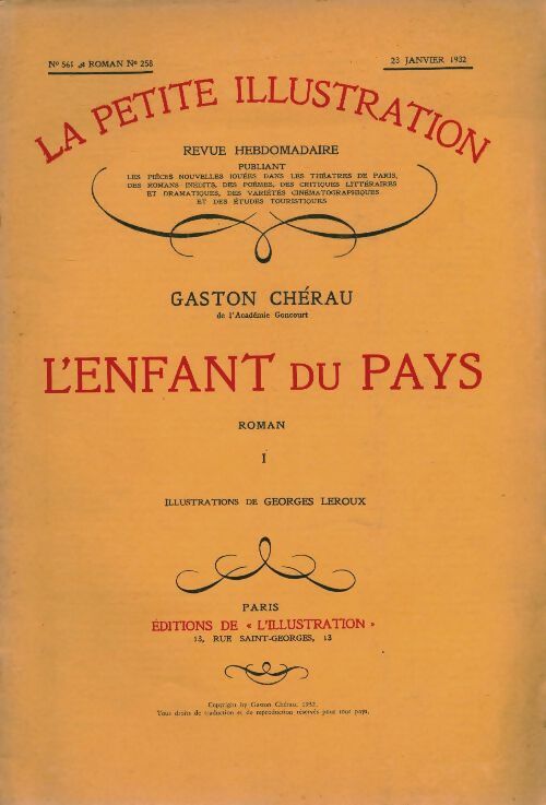 Livrenpoche : La petite illustration n°561 Roman n°258 : L'enfant du pays I - Collectif - Livre