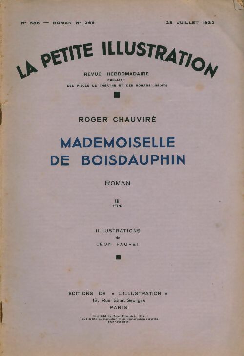 Livrenpoche : La petite illustration n°586 Roman n°269 : Mademoiselle de Boisdauphin III - Collectif - Livre