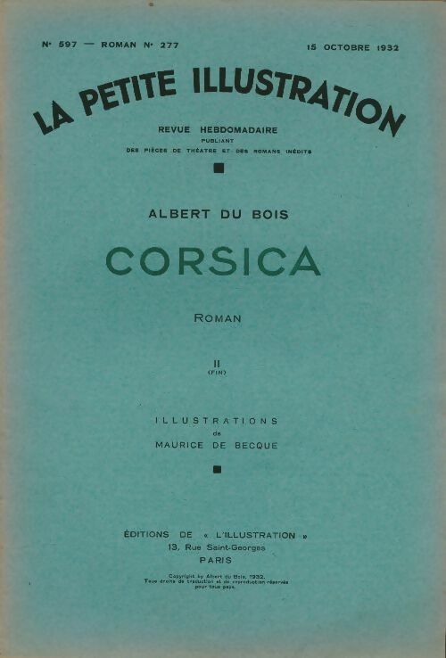 Livrenpoche : La petite illustration n°597 Roman n°277 : Corsica II - Collectif - Livre