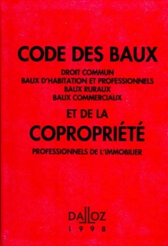 Code des baux et de la copropriété 1998 - Collectif -  Codes - Livre
