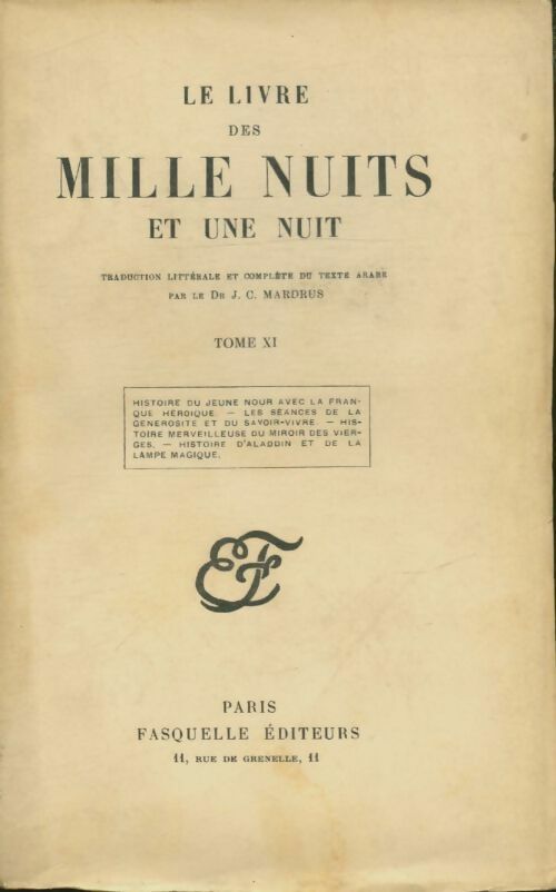Livrenpoche : Le livre des mille nuits et une nuit Tome XI - Dr J.-C. Mardrus - Livre