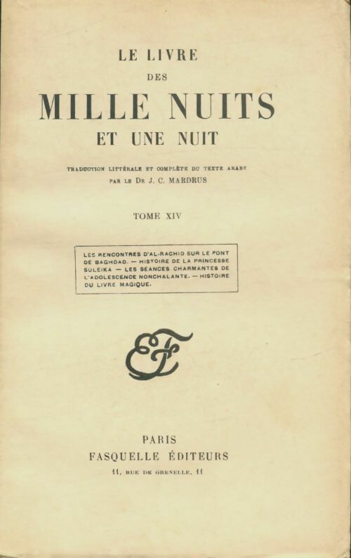 Livrenpoche : Le livre des mille nuits et une Tome XIV - Dr J.-C. Mardrus - Livre