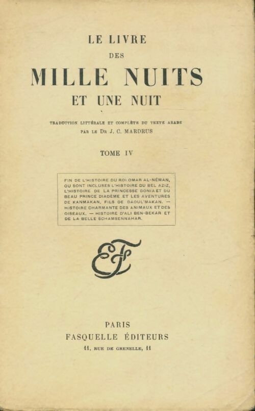 Livrenpoche : Le livre des mille nuits et une Tome IV - Dr J.-C. Mardrus - Livre