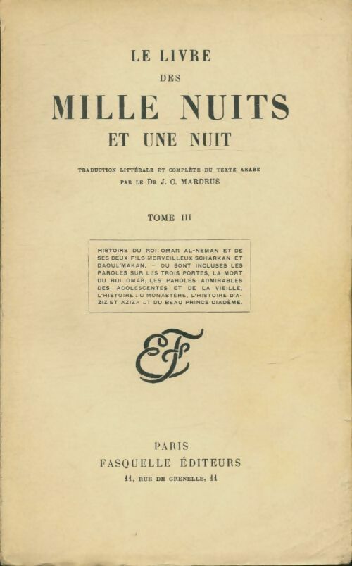 Livrenpoche : Le livre des mille nuits et une Tome III - Dr J.-C. Mardrus - Livre