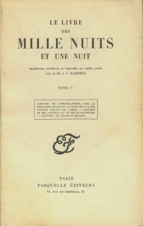Livrenpoche : Le livre des mille nuits et une Tome V - Dr J.-C. Mardrus - Livre