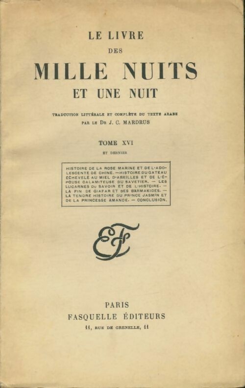 Livrenpoche : Le livre des mille nuits et une Tome XVI - Dr J.-C. Mardrus - Livre