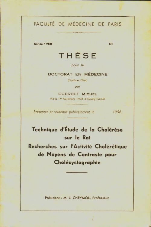 Livrenpoche : Thèse pour le doctorat en médecine 1958 - Collectif - Livre