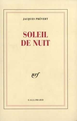 Livrenpoche : Soleil de nuit - Jacques Prévert - Livre