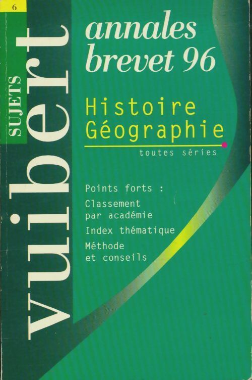 Livrenpoche : Annales brevet 96 histoire-géographie - Collectif - Livre