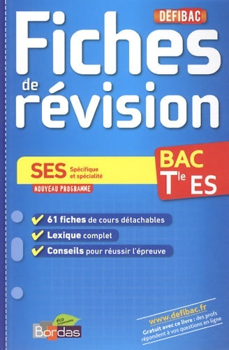 Livrenpoche : SES Fiches de révision Terminale ES - Victoire Patouillard - Livre