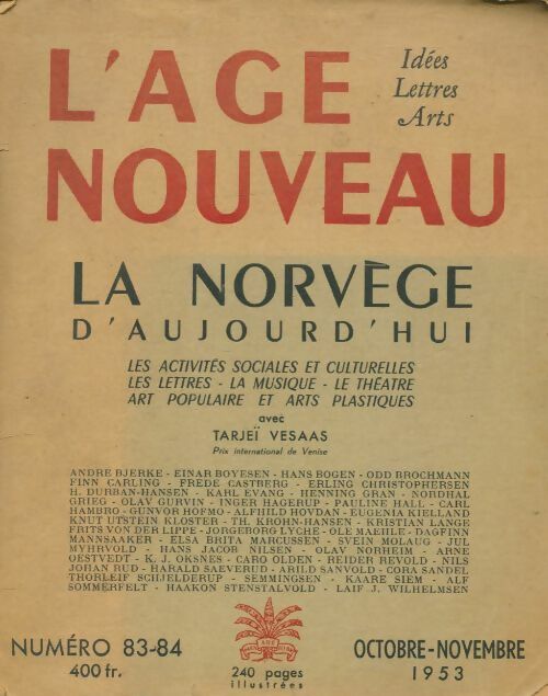 Livrenpoche : L'age nouveau n°83-84 : La Norvège d'aujourd'hui - Collectif - Livre