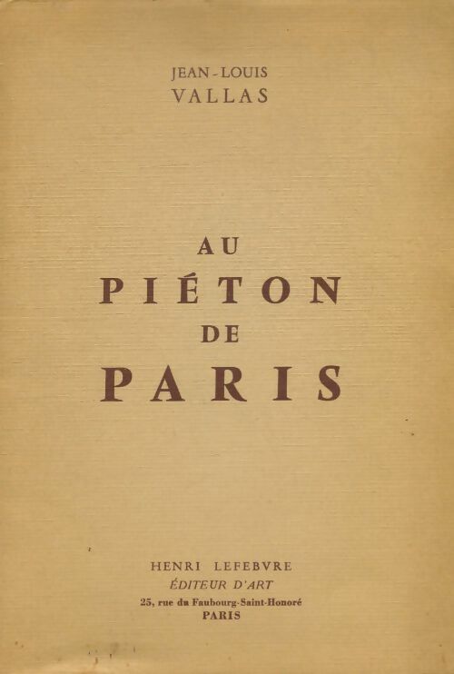 Livrenpoche : Au piéton de Paris - Jean-Louis Vallas - Livre