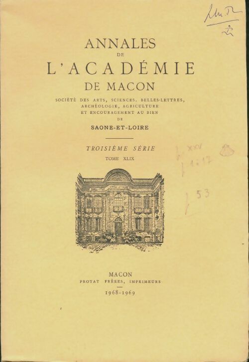 Livrenpoche : Annales de l'académie de Macon 3e série Tome XLIX - Collectif - Livre