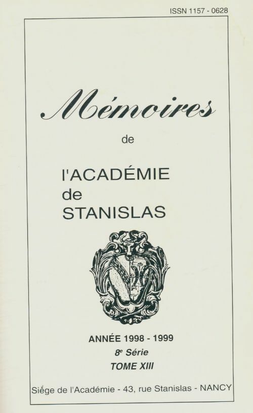 Livrenpoche : Mémoires de l'académie de Stanislas 8e série Tome XIII - Collectif - Livre