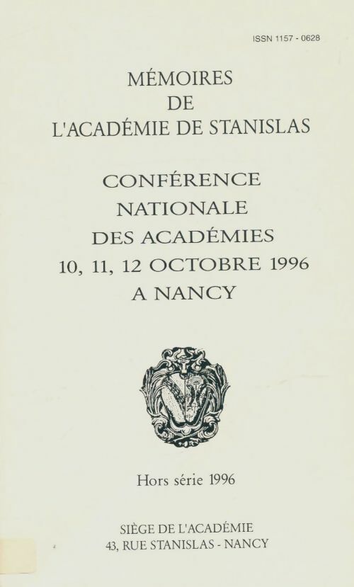 Livrenpoche : Mémoires de l'académie de Stanislas HS 1996 - Collectif - Livre