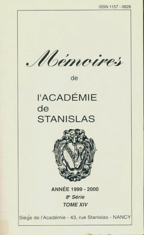 Livrenpoche : Mémoires de l'académie de Stanislas 8e série Tome XIV - Collectif - Livre