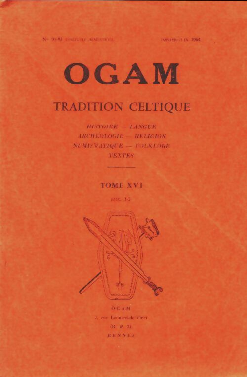 Livrenpoche : Ogam tradition celtique n°91-93 Tome XVI - fascicule 1-3 - Collectif - Livre