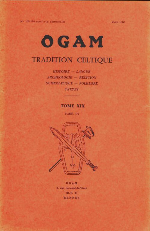 Livrenpoche : Ogam tradition celtique n°109-110 Tome XIX - fascicule 1-2 - Collectif - Livre