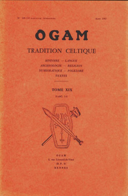 Ogam tradition celtique n°109-110 Tome XIX - fascicule 1-2 - Collectif -  Ogam poches divers - Livre