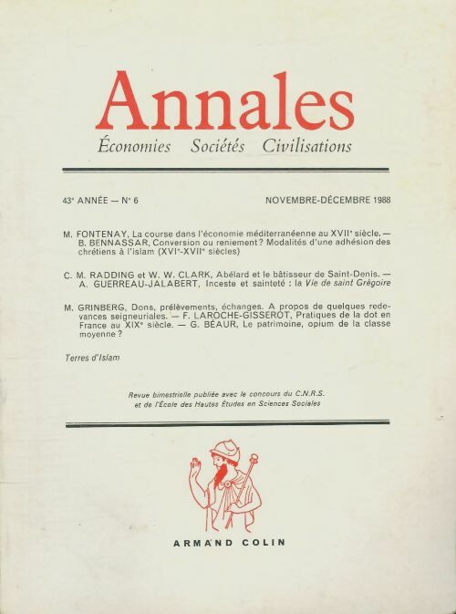 Livrenpoche : Annales économies Sociétés Civilisations numéro 6 novembre-décembre 1988 - Collectif - Livre
