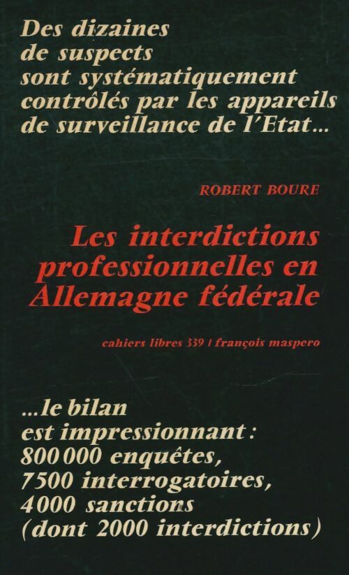 Livrenpoche : Les interdictions professionnelles en Allemagne fédérale - Robert Boure - Livre