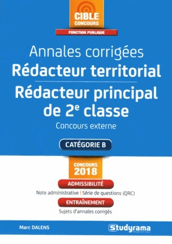 Livrenpoche : Annales corrigées rédacteur territorial - Marc Dalens - Livre