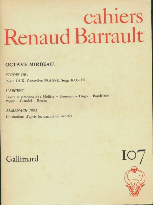 Livrenpoche : Cahiers renaud-barrault 107. A propos de mirbeau - Collectif - Livre