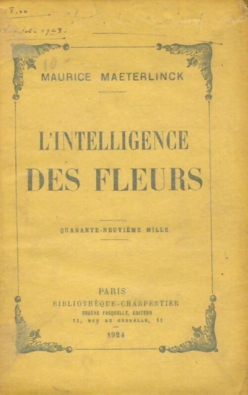 Livrenpoche : L'intelligence des fleurs - Maurice Maeterlinck - Livre