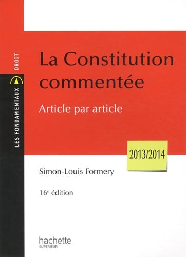 Livrenpoche : La constitution commentée article par article - Simon-Louis Formery - Livre
