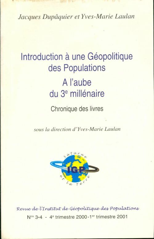 Livrenpoche : Introduction à une géopolitique des population à l'aube du 3ème millénaire - Jacques Dupâquier - Livre