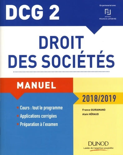 Livrenpoche : DCG 2 - droit des sociétés 2018/2019 - manuel : Manuel (2018-2019) - France Guiramand - Livre