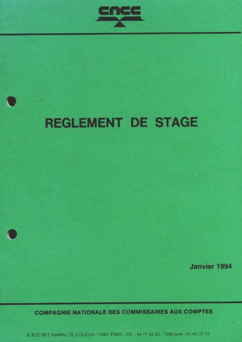 Livrenpoche : Règlement de stage de commissaire aux comptes - Collectif - Livre