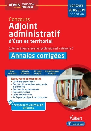 Livrenpoche : Concours adjoint administratif. Annales corrigées - Bernadette Lavaud - Livre