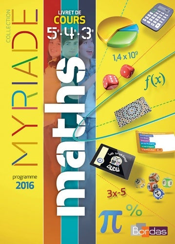 Livrenpoche : Maths cycle 4 : Livret de cours 5e 4e 3e. Programme 2016 - Collectif - Livre