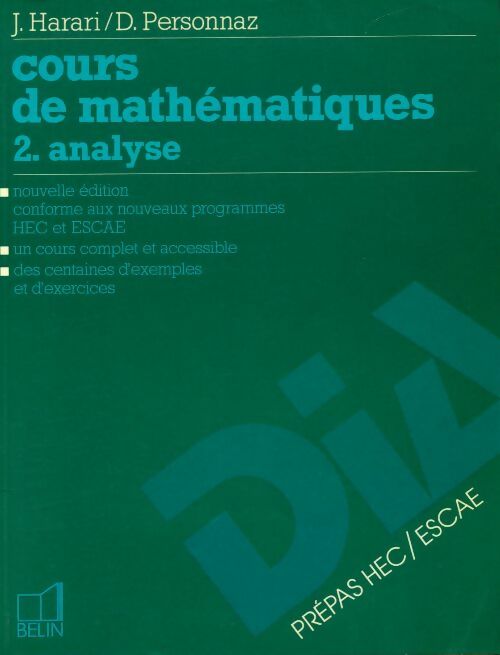 Livrenpoche : Cours de mathématiques Tome II : Analyse - J. Harari - Livre