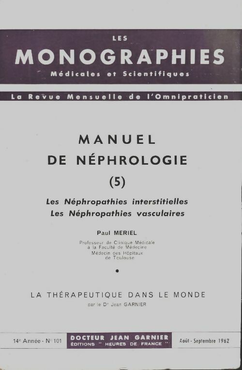 Livrenpoche : Manuel de néphrologie Tome V - Paul Meriel - Livre