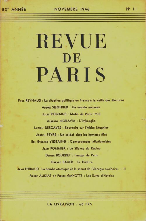 Livrenpoche : Revue de Paris 1946 1946 n°11 - Collectif - Livre