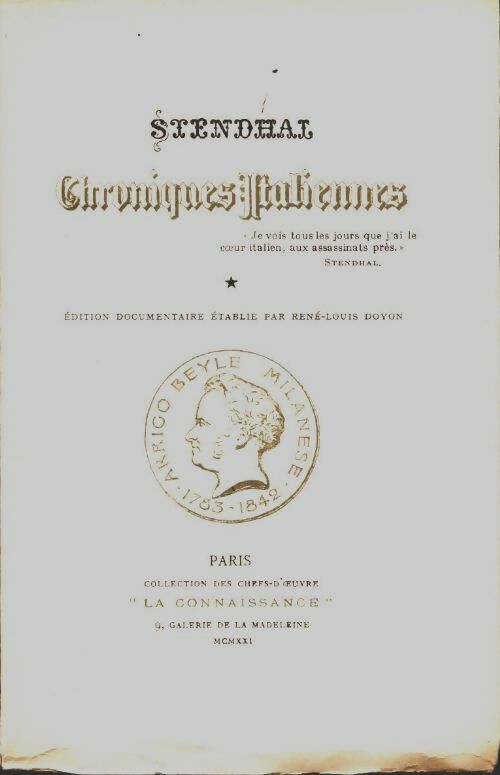 Livrenpoche : Chroniques italiennes - Stendhal - Livre