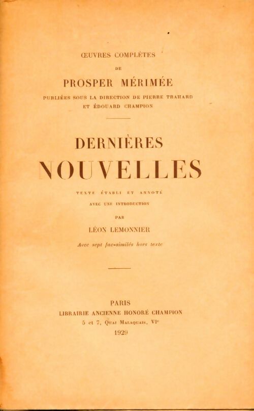 Livrenpoche : Dernières nouvelles  - Prosper Mérimée - Livre