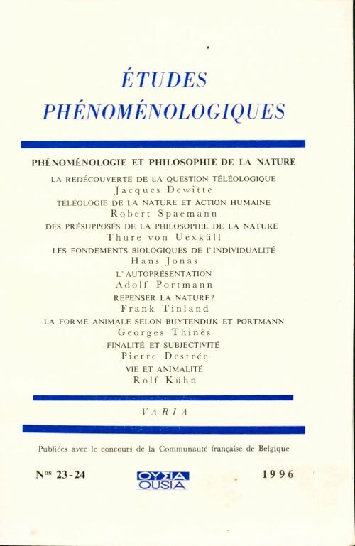 Livrenpoche : Études phénoménologiques n° 23-24  - Collectif - Livre