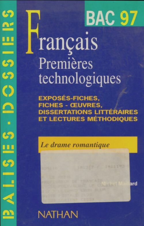 Livrenpoche : Français 1ère technologiques 1997 - Collectif - Livre
