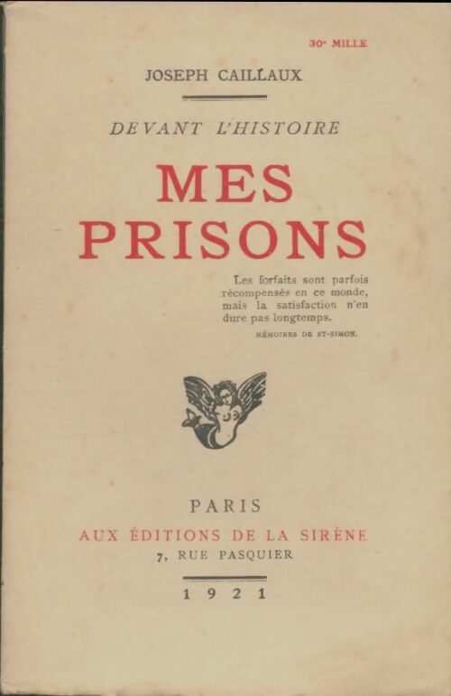 Livrenpoche : Mes prisons - Joseph Caillaux - Livre