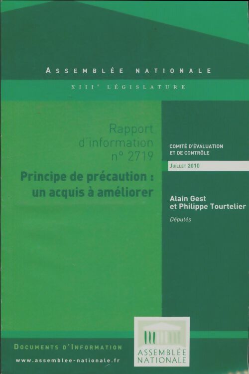 Livrenpoche : Principe de précaution : Un acquis à améliorer - Collectif - Livre
