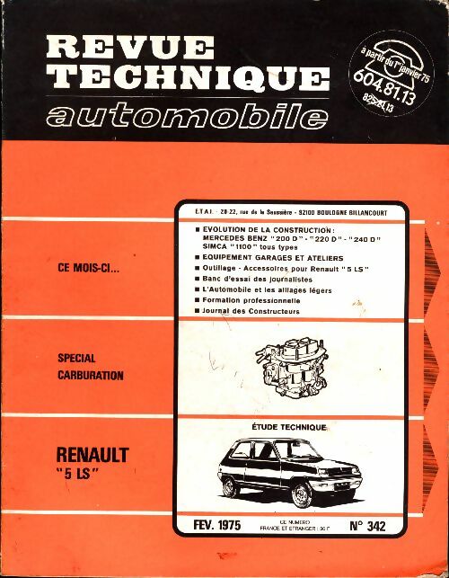 Livrenpoche : Revue technique automobile n°342 : Renault 5 - Collectif - Livre