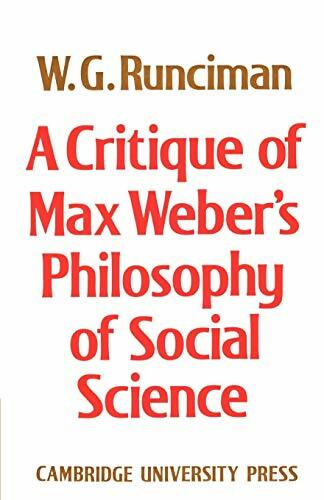 Livrenpoche : A critique of max weber's philosophy of social science - W.G. Runciman - Livre