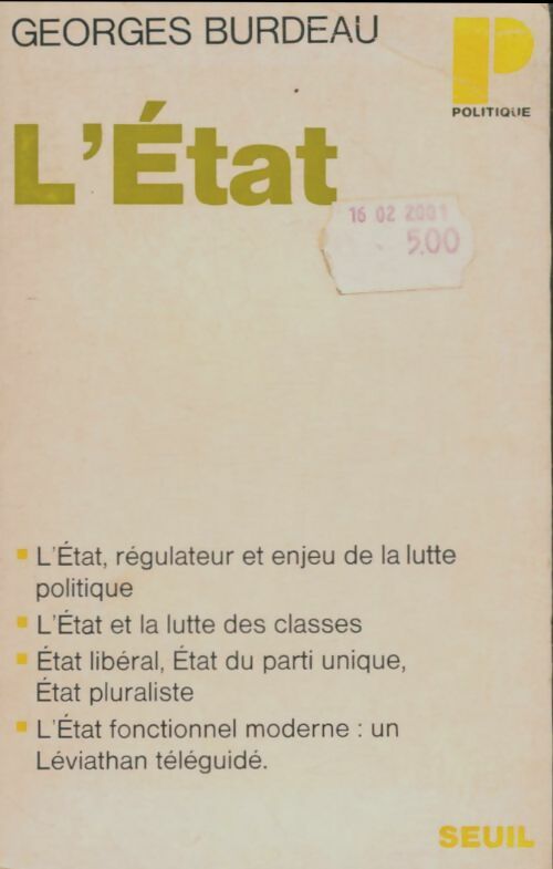Livrenpoche : L'Etat - Georges Burdeau - Livre