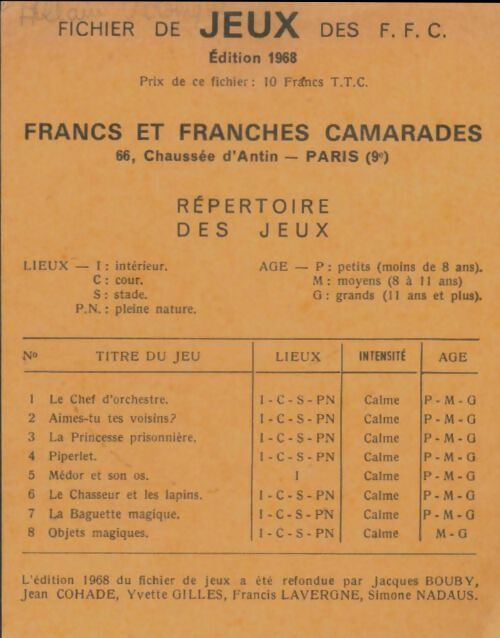 Livrenpoche : Fichier de jeux des francs et franches camarades - Collectif - Livre