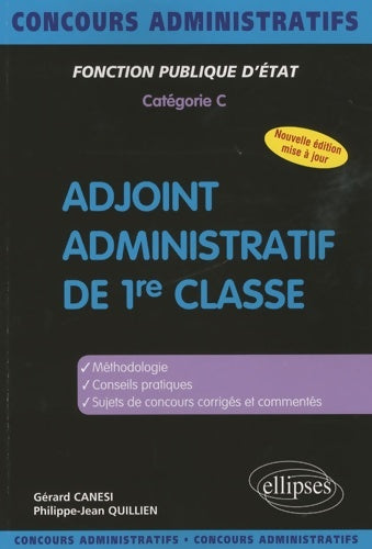 Livrenpoche : Adjoint administratif de 1re classe : Catégorie c - Gérard Canési - Livre