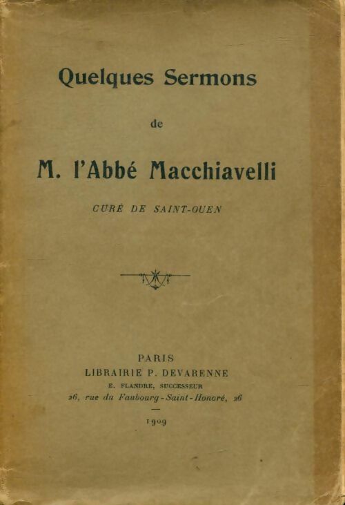 Livrenpoche : Quelques sermons de M. l'abbé Macchiavelli - Abbé Macchiavelli - Livre