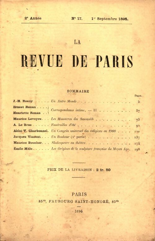 Livrenpoche : La revue de Paris 2e année n°17 - Collectif - Livre